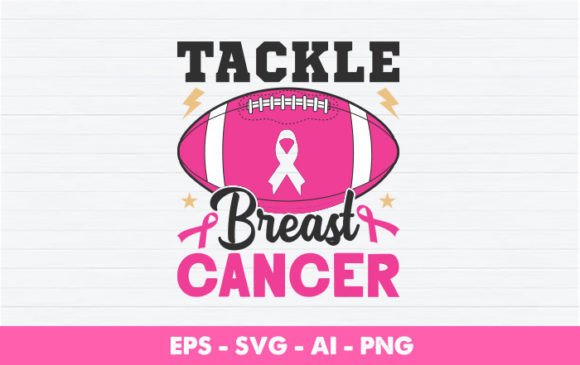 Pink Ribbon Football Tackle Breast Cancer Graphics for Crafts & Content Publishing